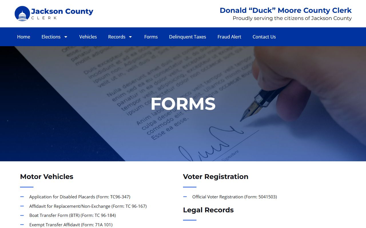 Jackson County clerk records forms page