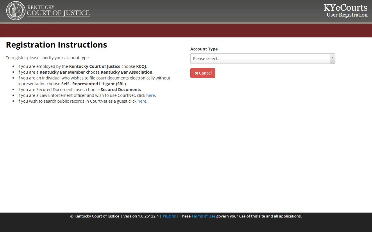 Jackson County court records KYeCourts registration fields