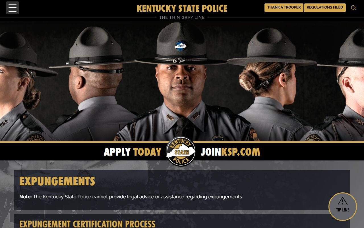 Jackson County criminal court records Kentucky State Police expungement source