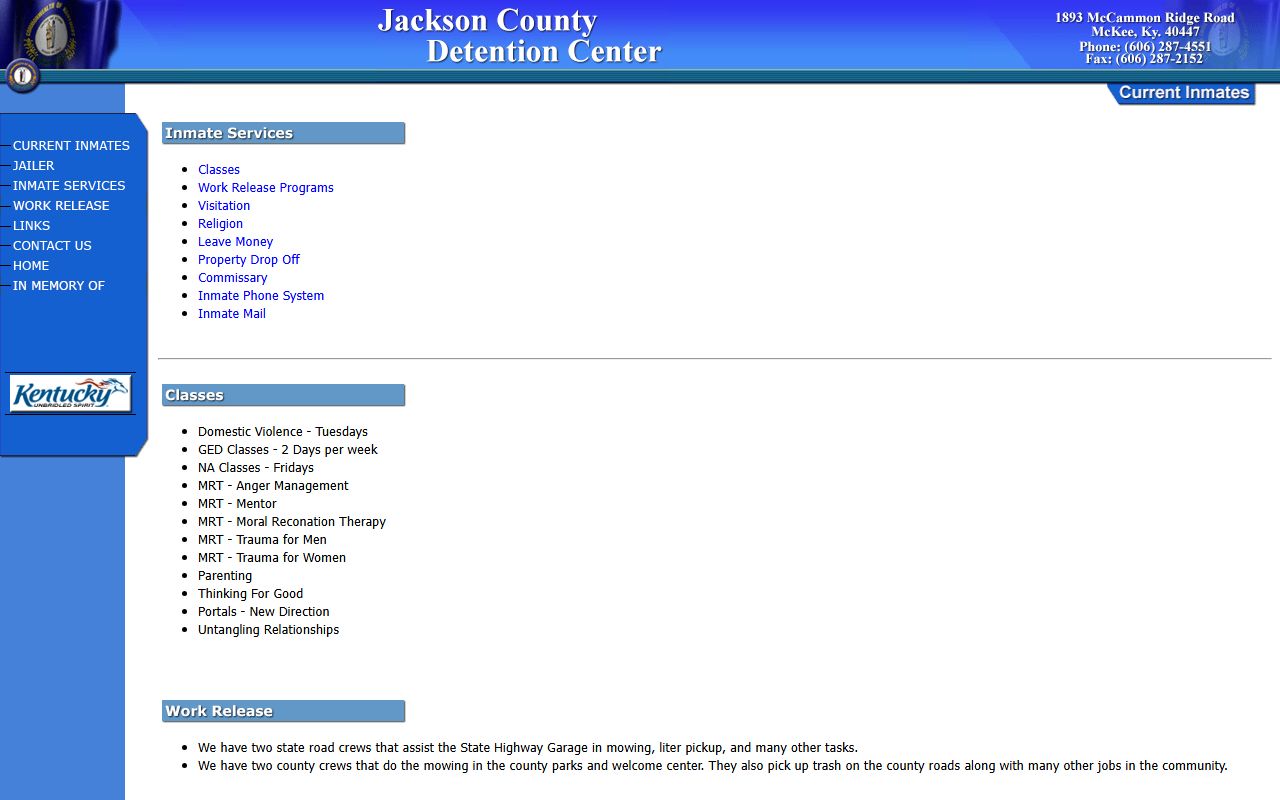 Jackson County inmate records inmate services source