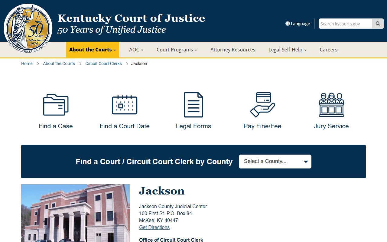 Jackson County court records KCOJ county page